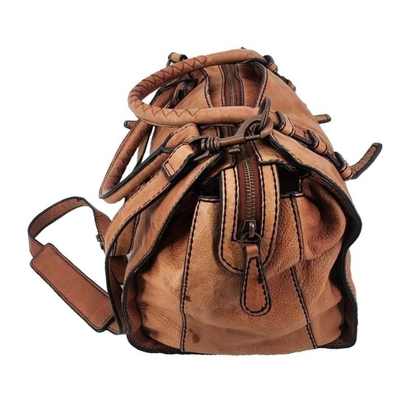 Liebeskind Berlin Satchel Bag Women Medium Brown Leather Crossbody Boho - Picture 13 of 13